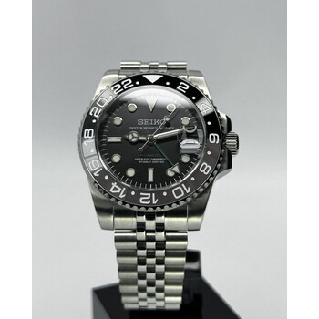 Custom Seiko Mod • Bruce Wayne Grey Black GMT • 40mm